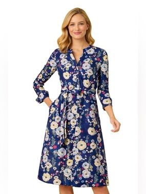 Talbots Floral Shirt Dress Poplin Preppy